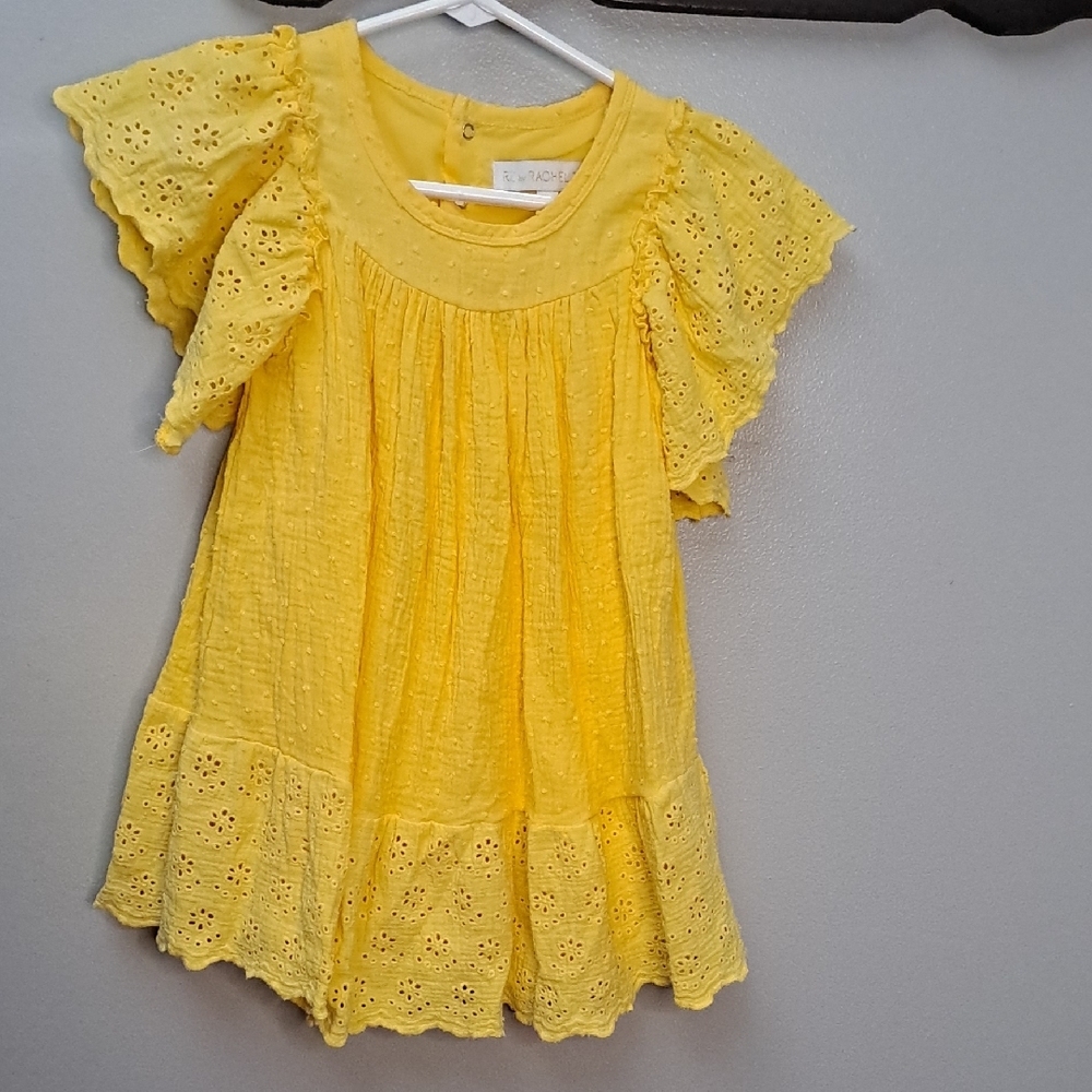 Rachel Zoe Boho Light Yellow Crochet Textured Dress Size 4T - Picture 2 of 8